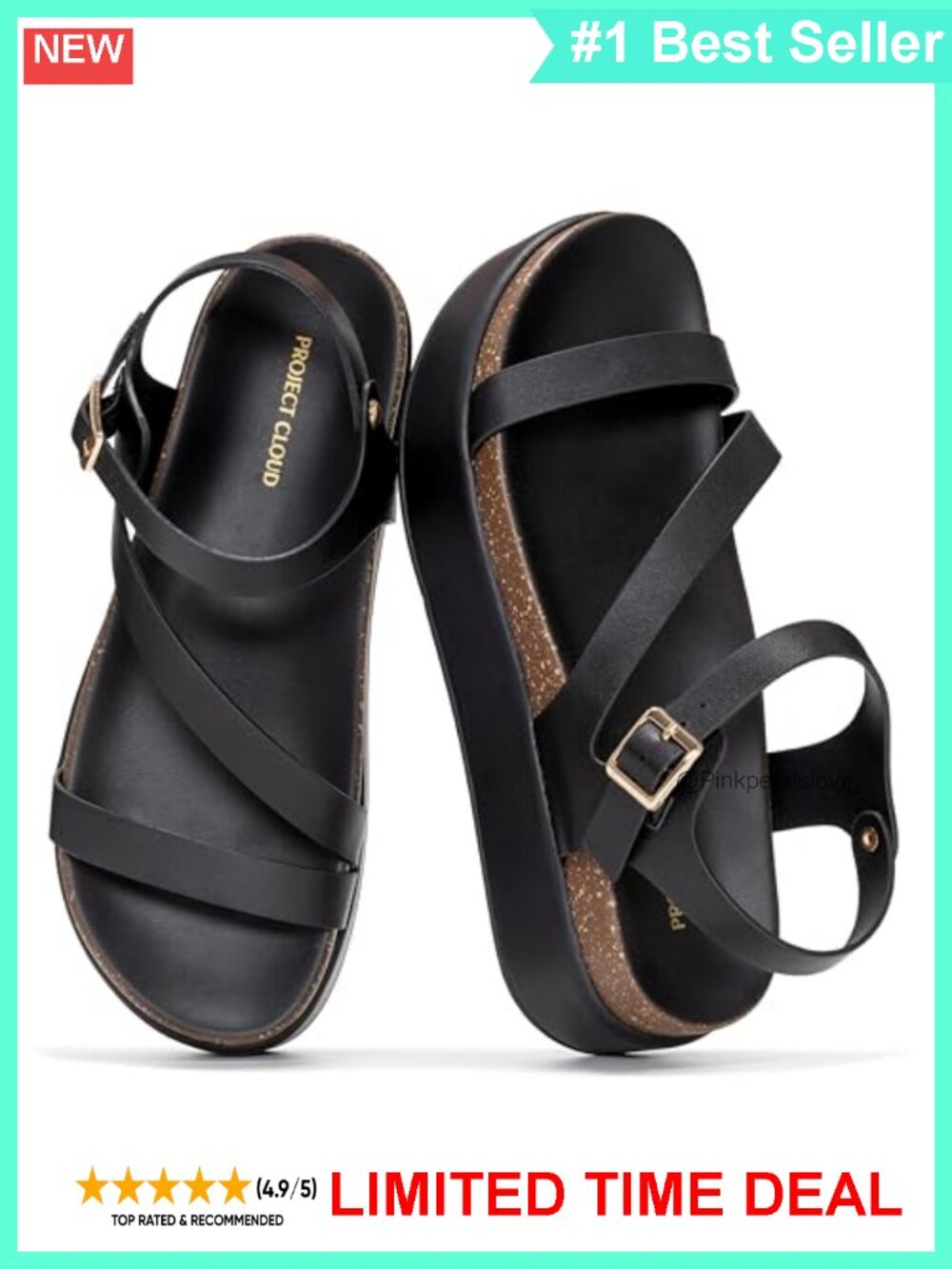 Leather Platform Sandals Adjustable Strap Cushioned Insole Casual Dressy